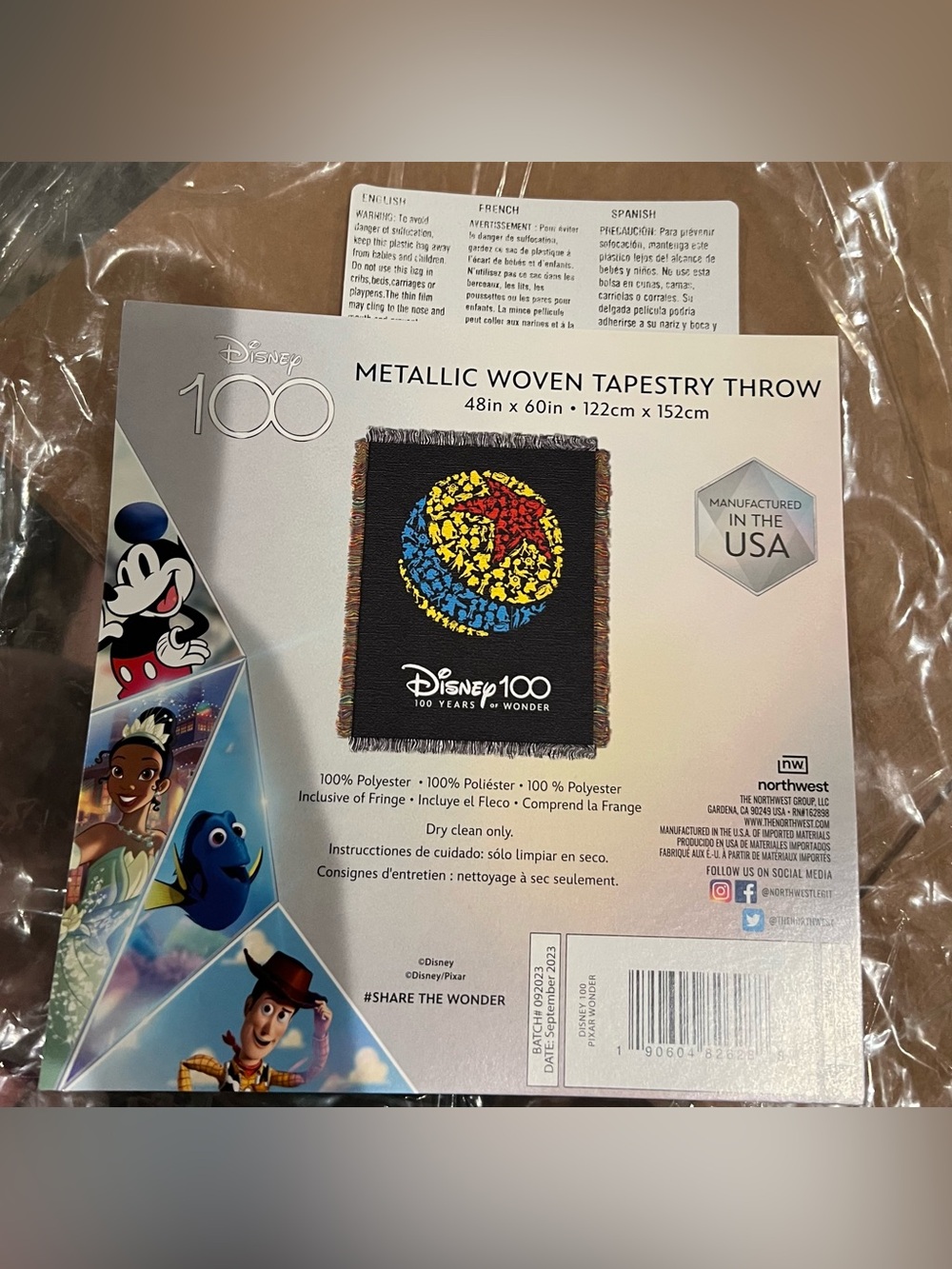 Disney 100 Metallic Woven Tapestry Throw and Pillow - Picture 2 of 12